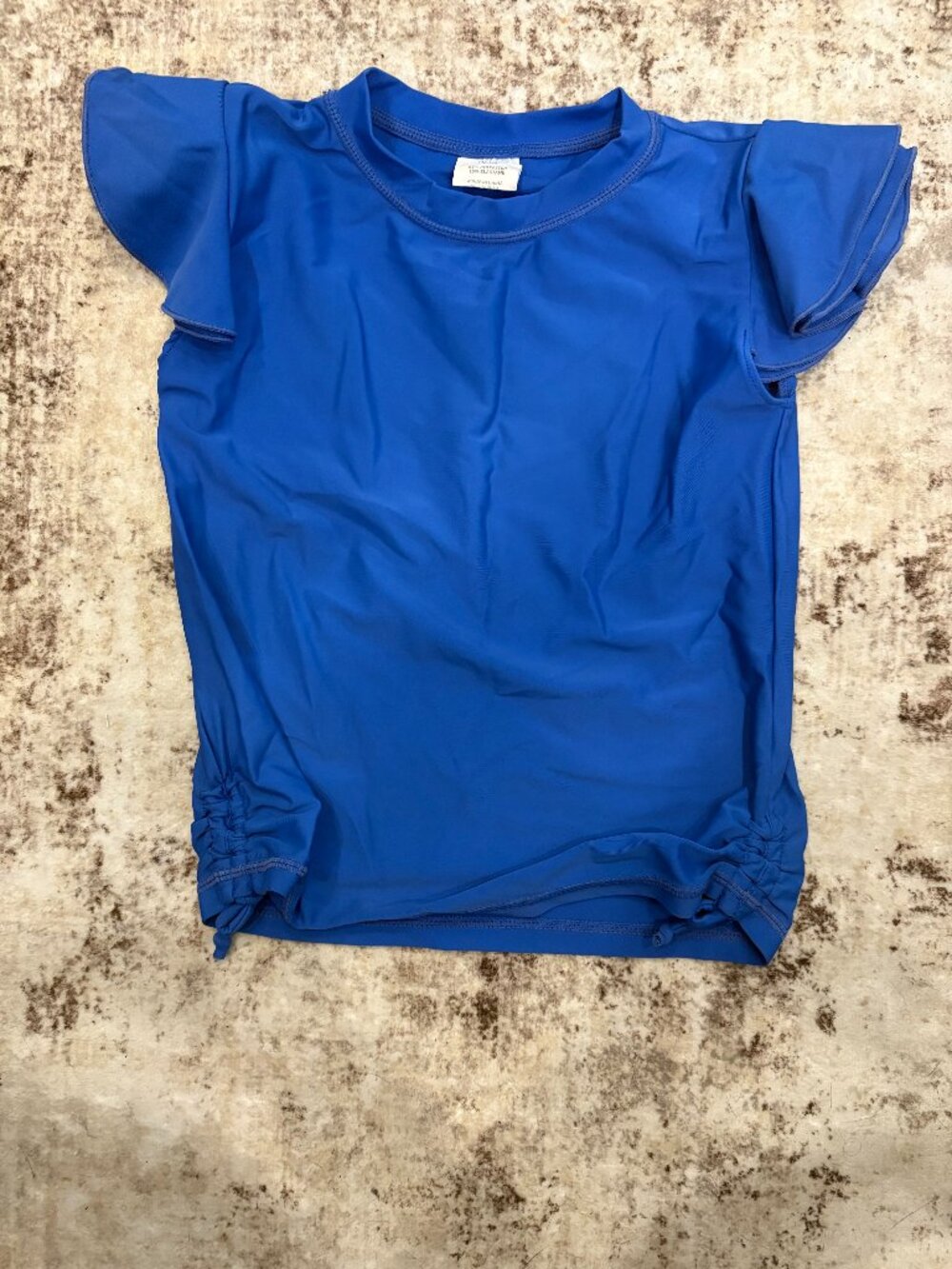 Snapper Rock Girls Size 6 Royal Blue Flutter Sleeve Rash Guard Swim Top UPF 50+
